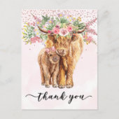 Danke Baby Duwer Highland Cow Pink Postkarte (Vorderseite)