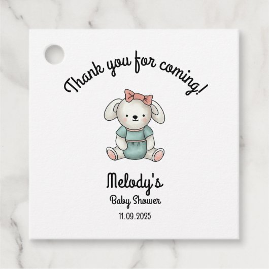 Danke, Baby Girl Teddy Geschenkanhänger (Vorderseite)