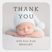 Danke Baby Newborn Baby Shooting Script Quadratischer Aufkleber (Vorderseite)