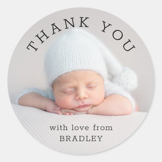 Danke Baby Newborn Baby Shooting Script Runder Aufkleber (Vorderseite)