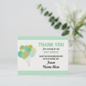 Danke Baby Shower Balloon Pop Gender Reveal Einladung (Stehend Vorderseite)