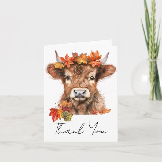Danke, Baby Shower Highland Cow Halloween Dankeskarte (Vorderseite)