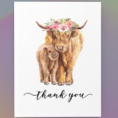 Danke Baby Shower Highland Cow Mitteilungskarte