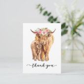 Danke Baby Shower Highland Cow Postkarte (Stehend Vorderseite)