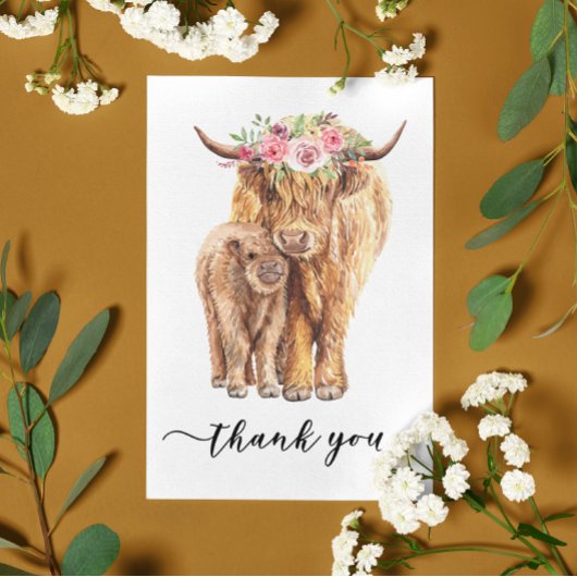 Danke Baby Shower Highland Cow Postkarte