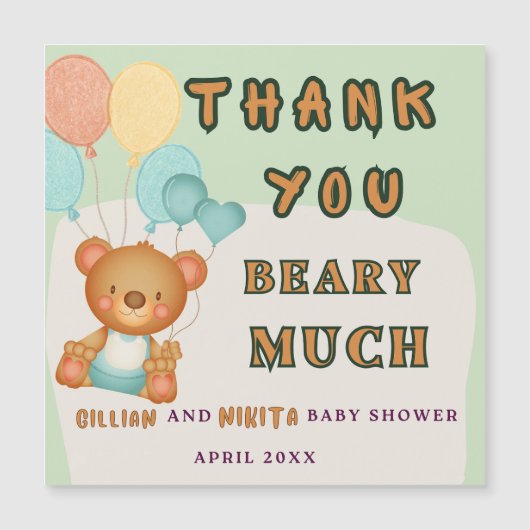 Danke Baby Shower Magnetkarte (Vorderseite)
