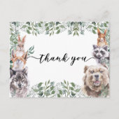Danke Baby Shower Woodland Animals Postkarte (Vorderseite)