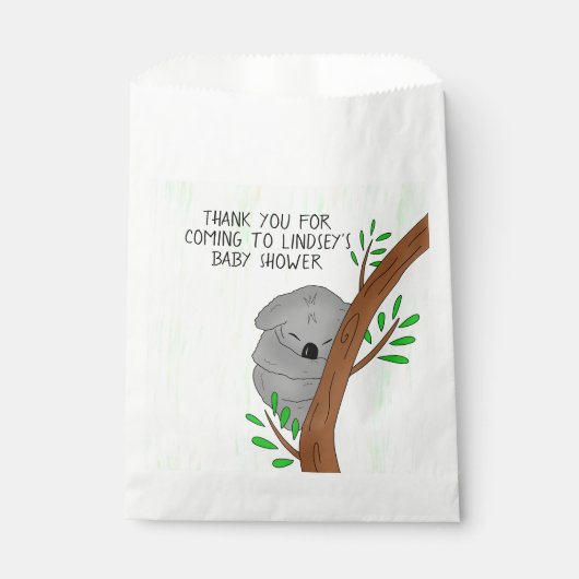 Danke Baby Showfavor Sleepy Koala Bear Geschenktütchen (Vorderseite)