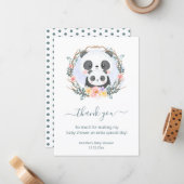 Danke Babydusche Aquarell niedlich Pandas grün Mitteilungskarte (Vorderseite/Rückseite Beispiel)