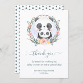 Danke Babydusche Aquarell niedlich Pandas grün Mitteilungskarte (Vorne/Hinten)