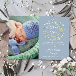Danke-Babyfoto-Grünzeug Dusty Blue Geburt Ankündigung
