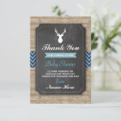 Danke Babyparty-Hirsch-Karten-blauer Junge Einladung (Stehend Vorderseite)