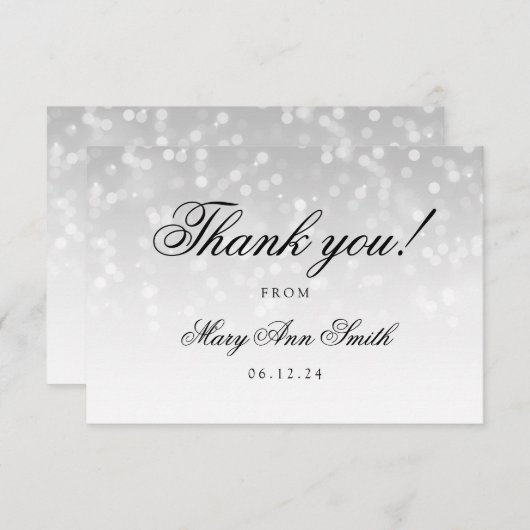 Danke Babyparty silberne Bokeh Schein-Lichter (Vorne/Hinten)