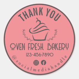 Danke, Bäckerei Cupcake Pink Runder Aufkleber