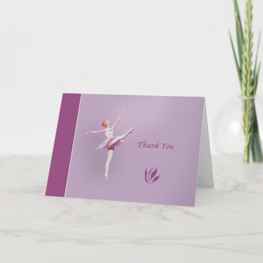 Danke, Ballerina in Weiß und Rosa Dankeskarte (Vorderseite)