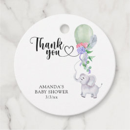 Danke Balloon und Elephant Geschenkanhänger