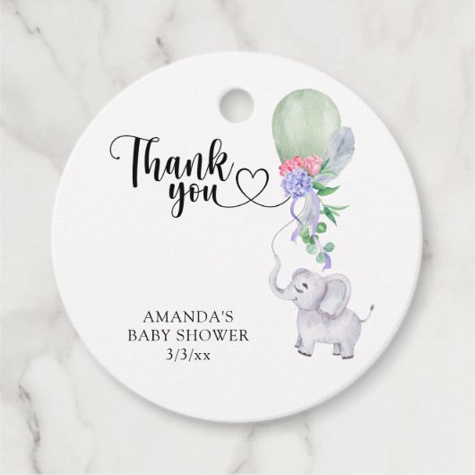 Danke Balloon und Elephant Geschenkanhänger (Vorderseite)