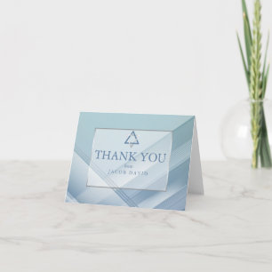 Danke Bar Mitzvah Classic Blue Lines Einladung