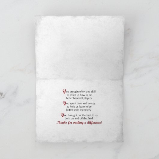 Danke Baseball Coach Large Grunge Baseball (Innenseite)