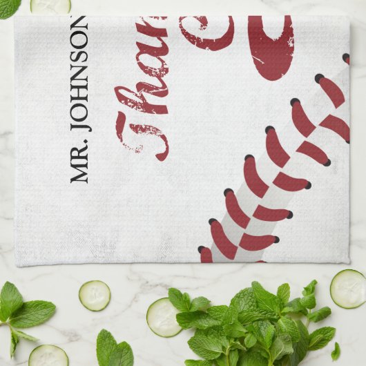 Danke Baseball Coach Large Grunge Baseball Geschirrtuch (Gefaltet)