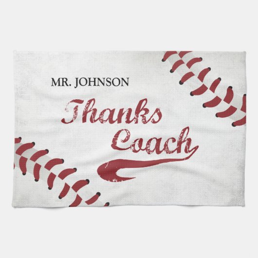 Danke Baseball Coach Large Grunge Baseball Geschirrtuch (Horizontal)