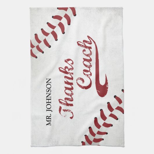 Danke Baseball Coach Large Grunge Baseball Geschirrtuch (Vertikal)