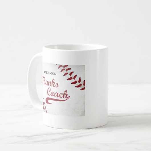 Danke Baseball Coach Large Grunge Baseball Kaffeetasse (Vorderseite Links)