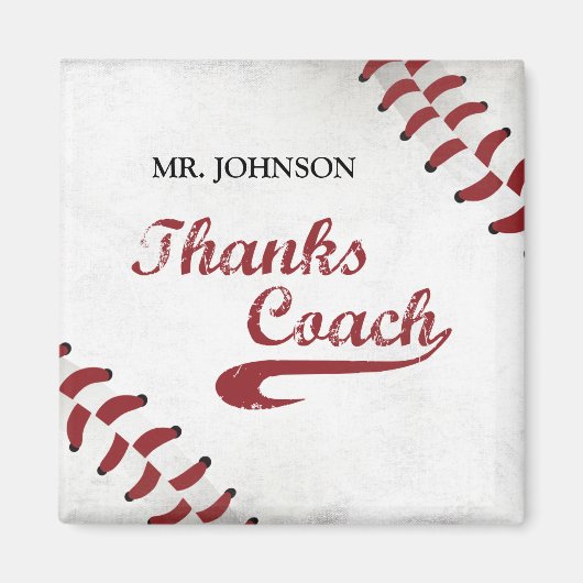Danke Baseball Coach Large Grunge Baseball Magnet (Vorne)