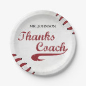 Danke Baseball Coach Large Grunge Baseball Pappteller (Vorderseite)