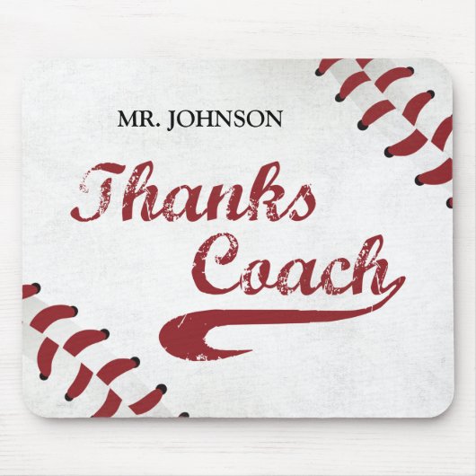 Danke Baseballtrainer Große Grunge Baseball Mousepad (Vorne)