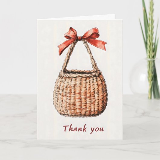 Danke Basket Ribbon Feiertagskarte (Vorderseite)