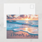 Danke Beach Sand Writing Postkarte (Vorne/Hinten)
