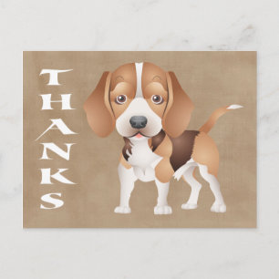 Danke Beagle Welpe Hund Bedruckte braune Postkarte