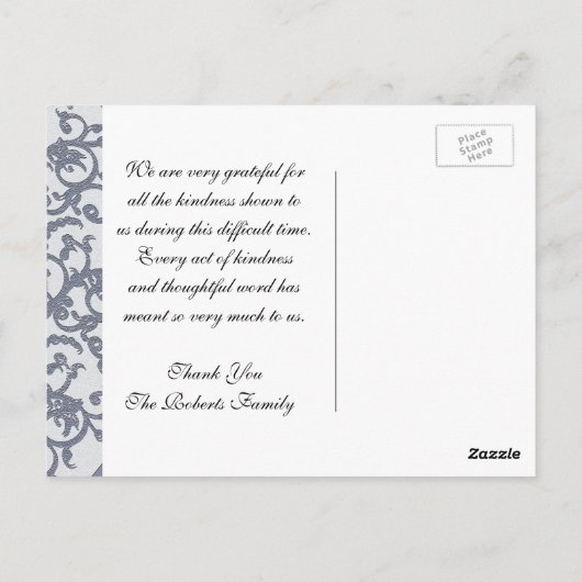 Danke | Beileidsbekundung | Blau Postkarte (Rückseite)