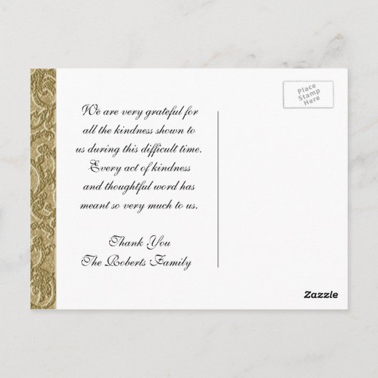 Danke | Beileidsbekundung | Hellgold Postkarte (Rückseite)