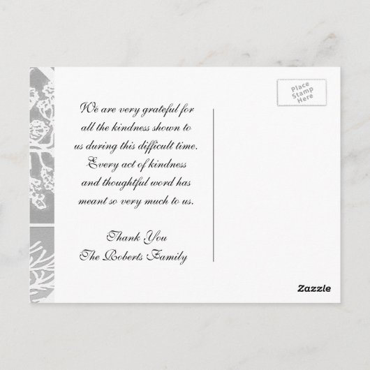 Danke | Beileidsbekundung | Lebensbaum Silver Postkarte (Rückseite)