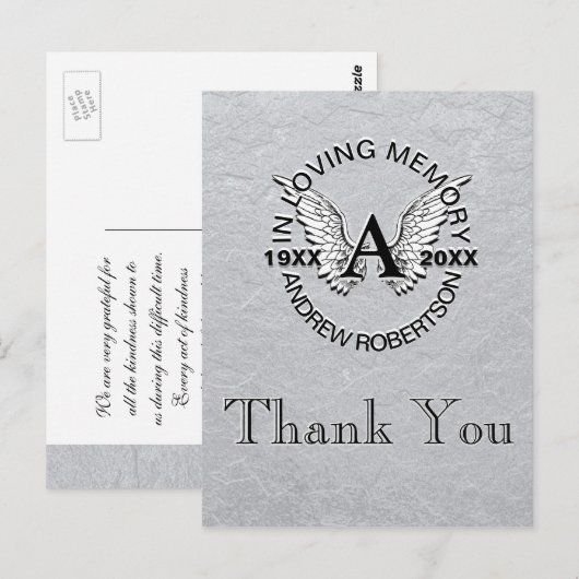 Danke | Beileidsbekundung | Silber Postkarte (Vorne/Hinten)