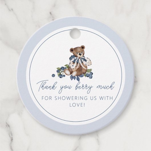 Danke Berry Much Blueberry Bear Baby Boy Dusche Geschenkanhänger (Vorderseite)