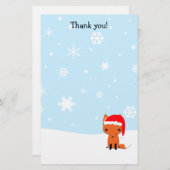 Danke beschriftet den stationären Weihnachtsfuchs Briefpapier (Vorne/Hinten)