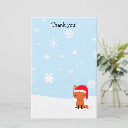 Danke beschriftet den stationären Weihnachtsfuchs Briefpapier (Stehend Vorderseite)