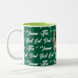 Danke Bester Katzenvater Süße Katze Leprechaun Hut Zweifarbige Tasse