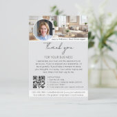 Danke Bewertungsanfrage mit QR-Code-Foto Grau Karte (Stehend Vorderseite)