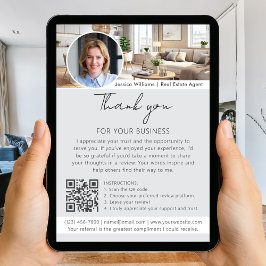 Danke Bewertungsanfrage mit QR-Code-Foto Grau Karte