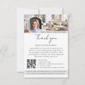 Danke Bewertungsanfrage mit QR-Code Foto Weiß Karte (Vorderseite)