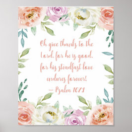Danke Bible Verse Girl Wassercolor Floral Poster
