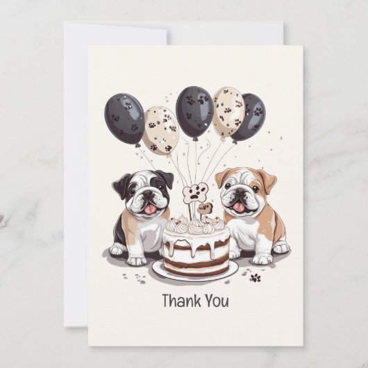 Danke, Birthday English Bulldogs Dankeskarte (Vorderseite)