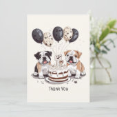 Danke, Birthday English Bulldogs Dankeskarte (Stehend Vorderseite)