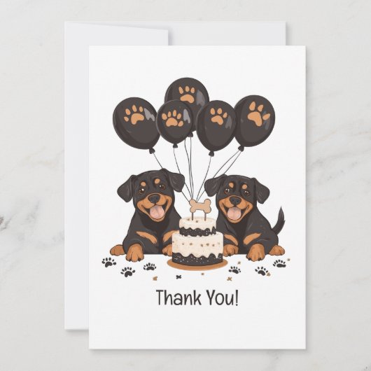Danke, Birthday Rottweiler Hunde Dankeskarte (Vorderseite)