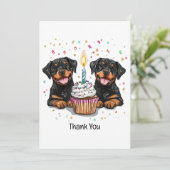 Danke, Birthday Rottweiler Hunde Dankeskarte (Stehend Vorderseite)