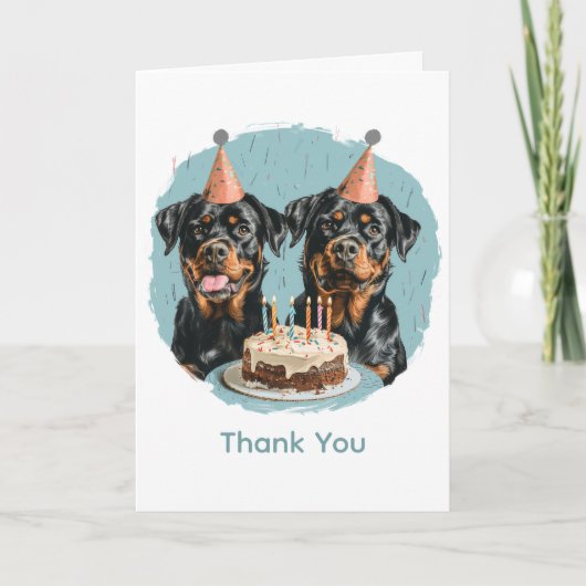 Danke, Birthday Rottweiler Hunde Dankeskarte (Vorderseite)